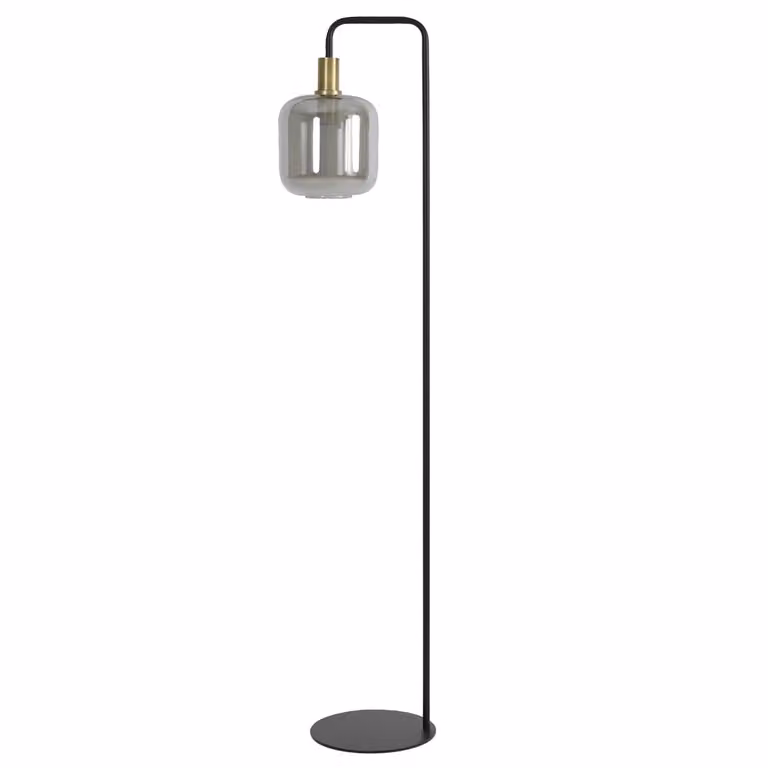 Light & Living Vloerlamp Lekar in Antiek Brons met Smoke Glas, B: 28 cm, H: 155 cm