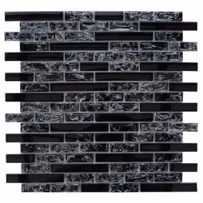 Crush Crystal Glasmozaïek Tegels Zwart Glanzend Gebroken Mat 30 x 30 cm
