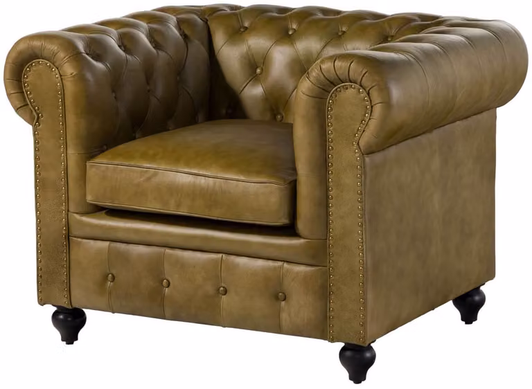 Massivmoebel24 Chesterfield zetel #302 groen echt leer B/D/H: 105 x 75 x 82 cm