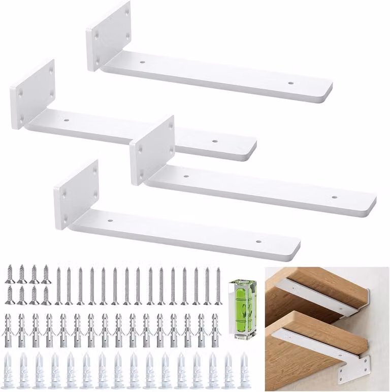 Set van 4 Zwevende Plankhouders met Rustiek Industrieel Design, 20 cm