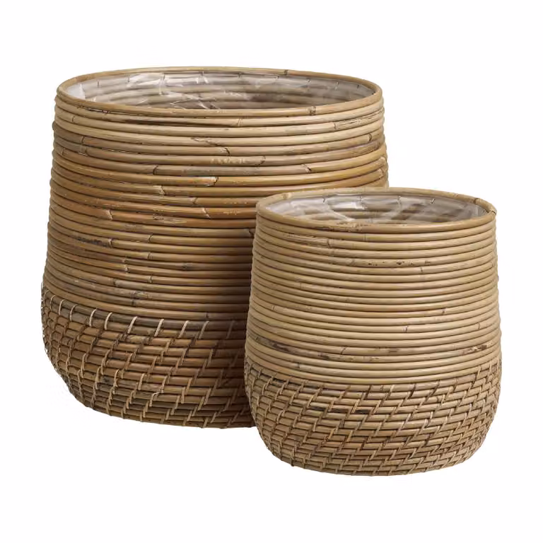 Nest of Nora Opbergmanden set van 2 - Kubu rattan - Natural