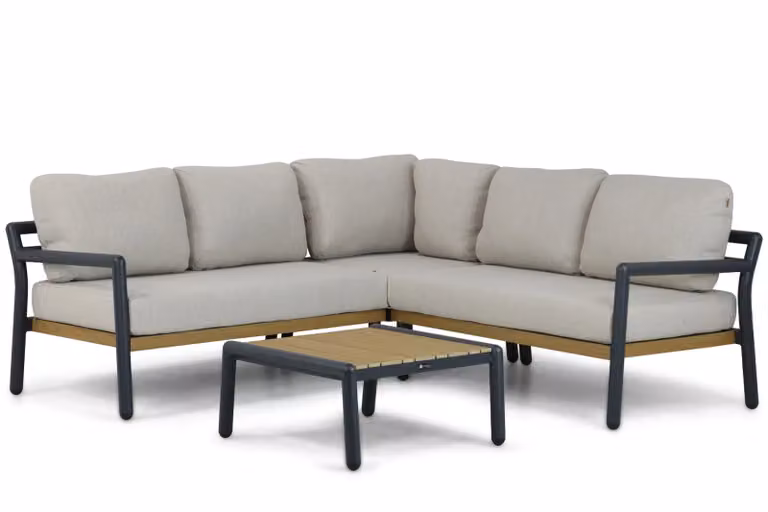 Santika Furniture Santika Aulia 4-delige hoek loungeset met beige kussens en aluminium frame