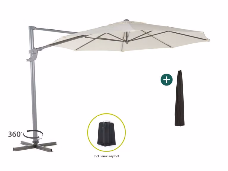 Shadowline Francisco Parasol - Wit - Aluminium - Rond - Diameter: 330 cm