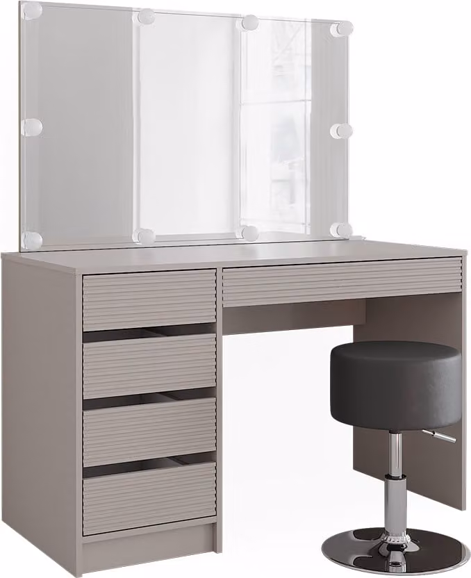 Vicco Kaptafel Sherry Kasjmier met spiegel, LED-lichtslinger en kruk, Breedte: 120 cm