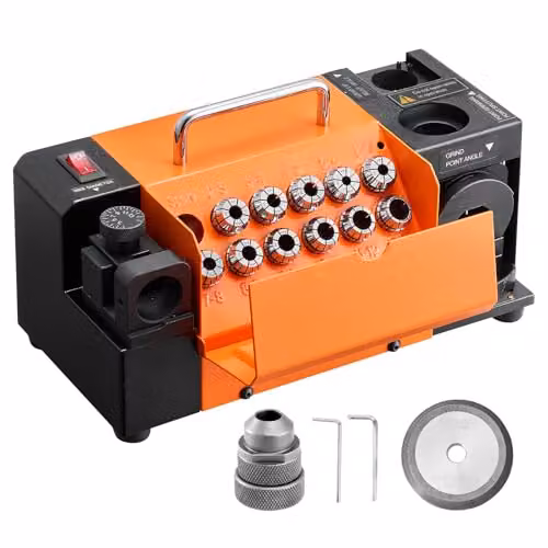 VEVOR MR-13D Professionele boorslijpmachine, 3-13 mm, oranje, met CBN-slijpschijf en 11 klemmen