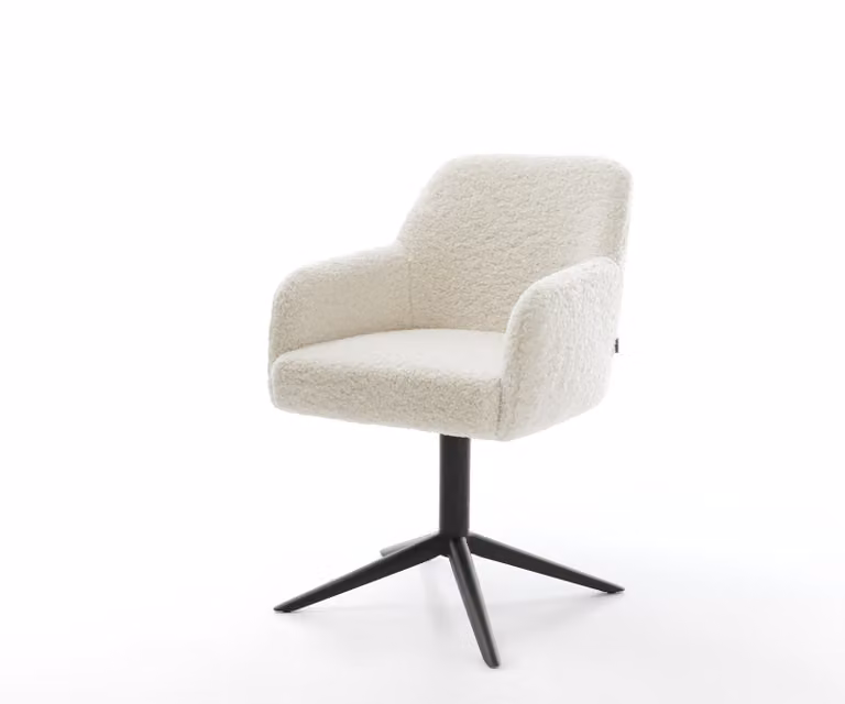 DELIFE Draaistoel Greg-Flex beige boucle met zwarte kruispoot en rocker-functie