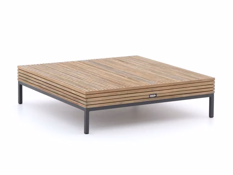 ROUGH Loungetafel ROUGH Vierkant Tuintafel van Teakhout Bruin/Grijs B/D/H: 110 x 110 x 110 cm