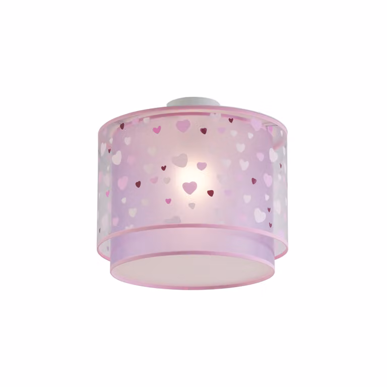 Qazqa Kinder plafondlamp met hartjes in roze en wit
