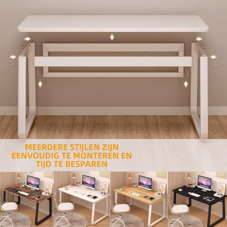 Wit Computerbureau met afgeronde hoeken voor thuiswerken en studeren - B/D: 100 x 50 cm