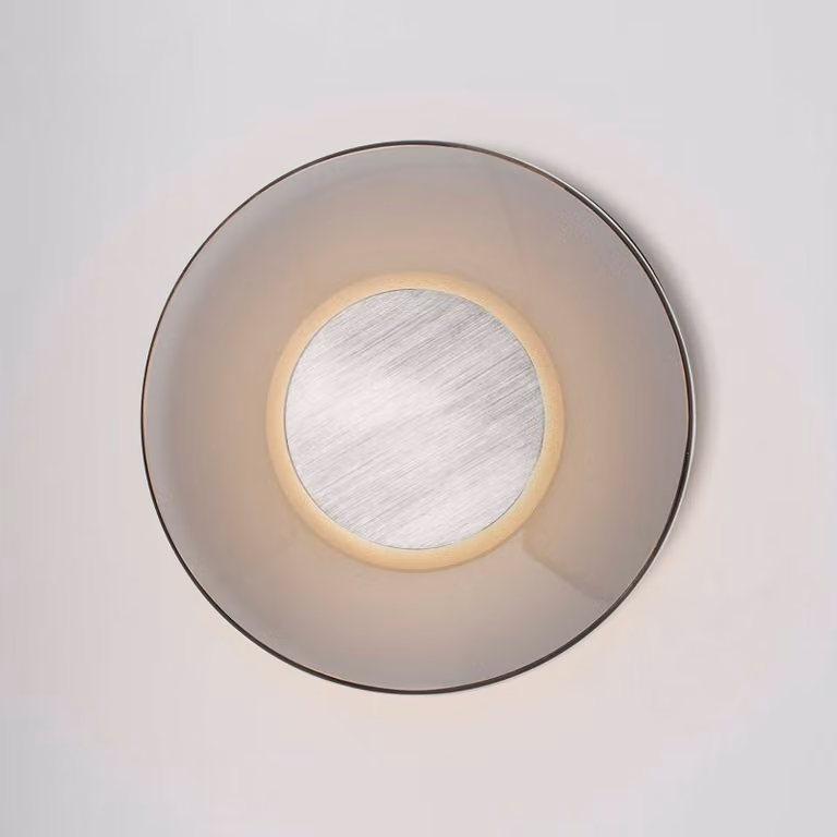 Lyora Wandlamp Esti met rookglas en aluminium, grijs, Ø 32 cm
