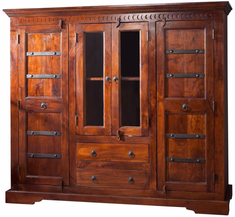 MASSIVMOEBEL24 OXFORD Highboard Acacia Hout Donkerbruin Gelakt B: 160 cm, D: 50 cm