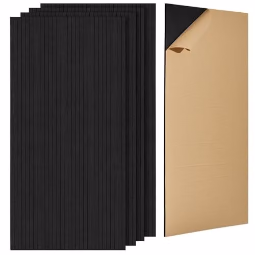 VEVOR Akoestische panelen met zelfklevende tape, 5-pack polyestervezel geluidsdichte wandpanelen, zwart, Dikte: 1 cm, B/D/H: 120 x 60 x 1 cm