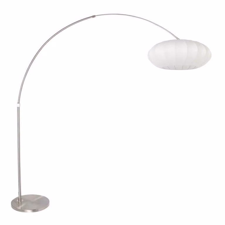 Steinhauer Sparkled Light Booglamp in metaal en textiel, wit/zilver, H 190 x B 230 x D 50 cm