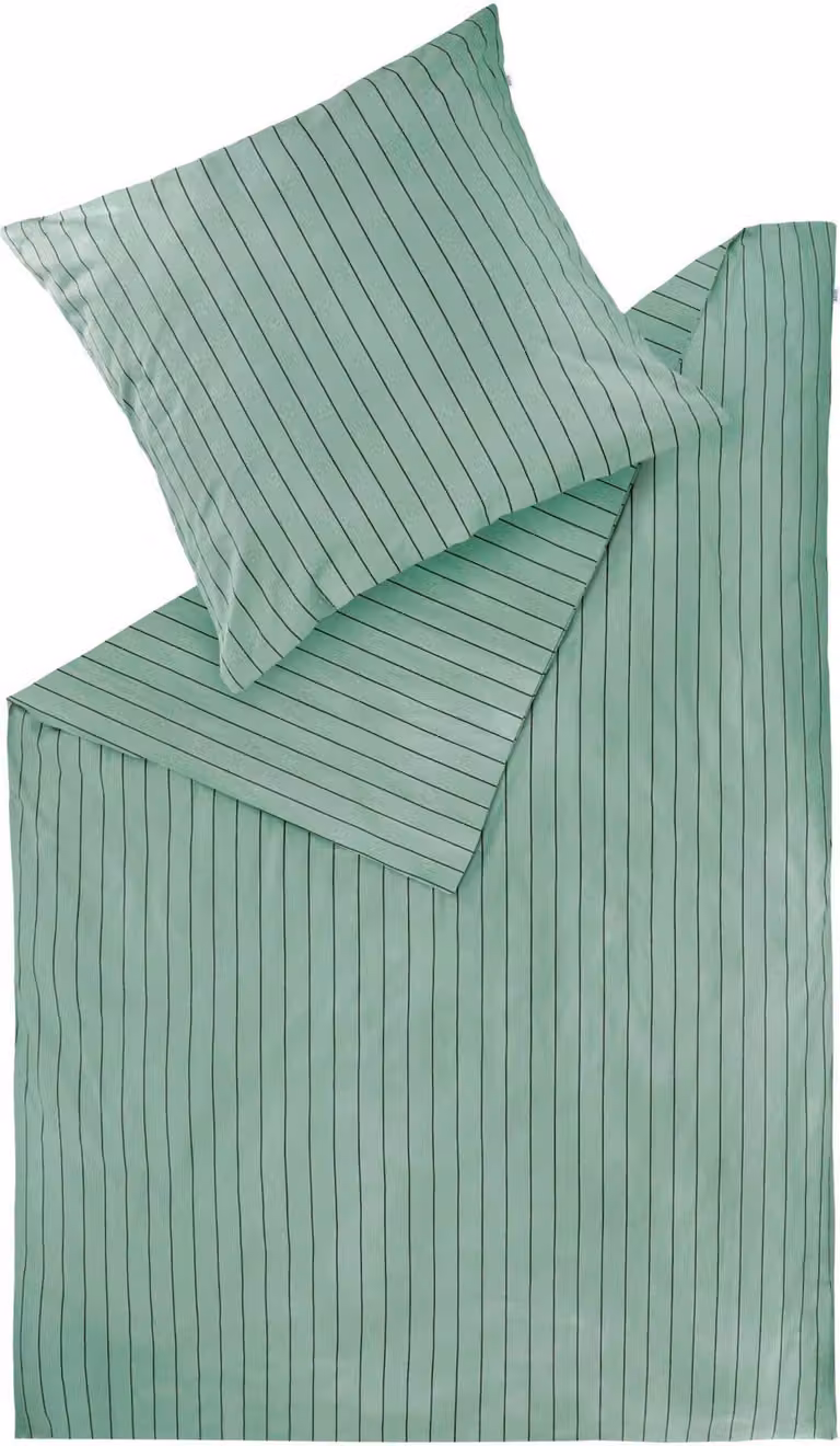 Schöner Wohnen Soft Stripe winterbeddengoed, saliegroen, 200 x 200 cm