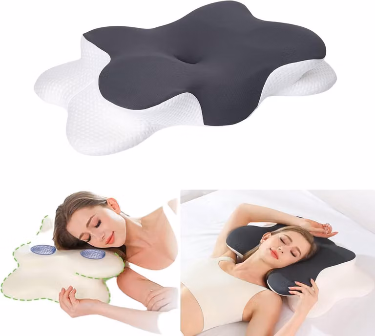 Ergonomisch Nekkussen in Vlindervorm voor Verlichting van Nekpijn - Traagschuim Kussen voor Zij-, Rug- en Buikligging - Verkoelend Kussen voor Volwassenen