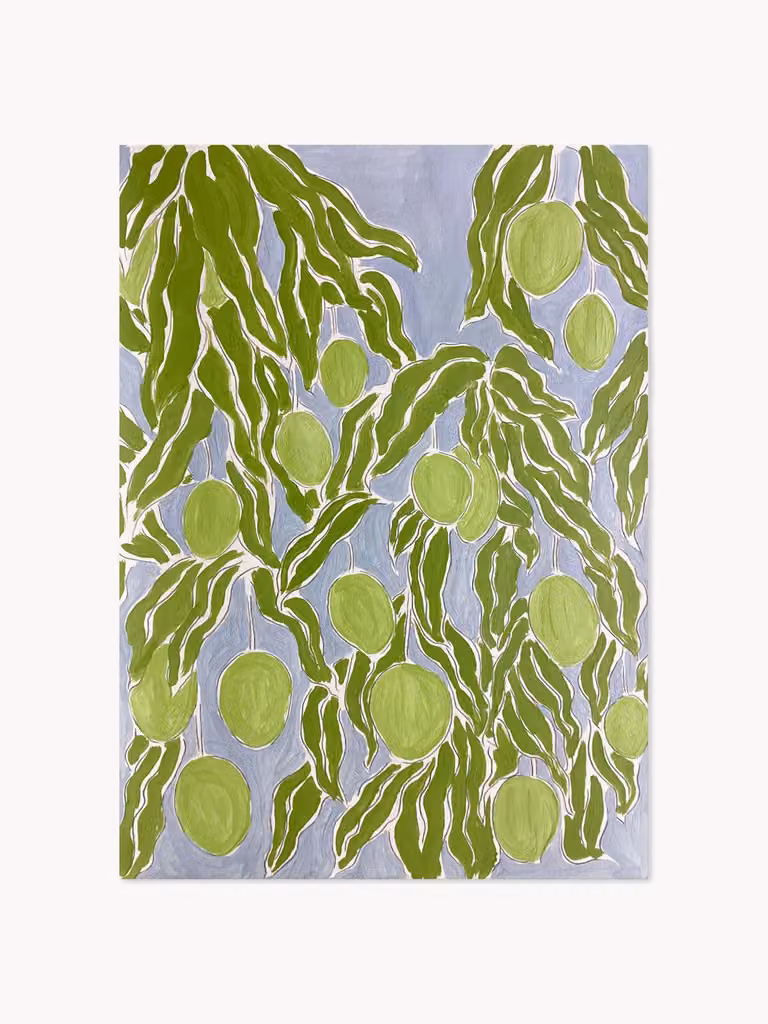 Poster en lijst met afbeelding Raw Mango painting repro