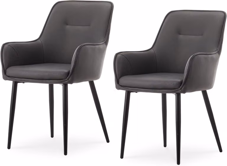 Set van Grijs Eetkamerstoelen met Ergonomisch Ontwerp - B/D/H: 50 x 56 x 89 cm