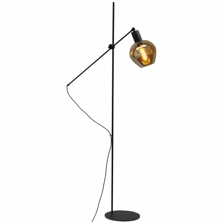 Masterlight Bounty verstelbare vloerlamp zwart met rond transparant glas