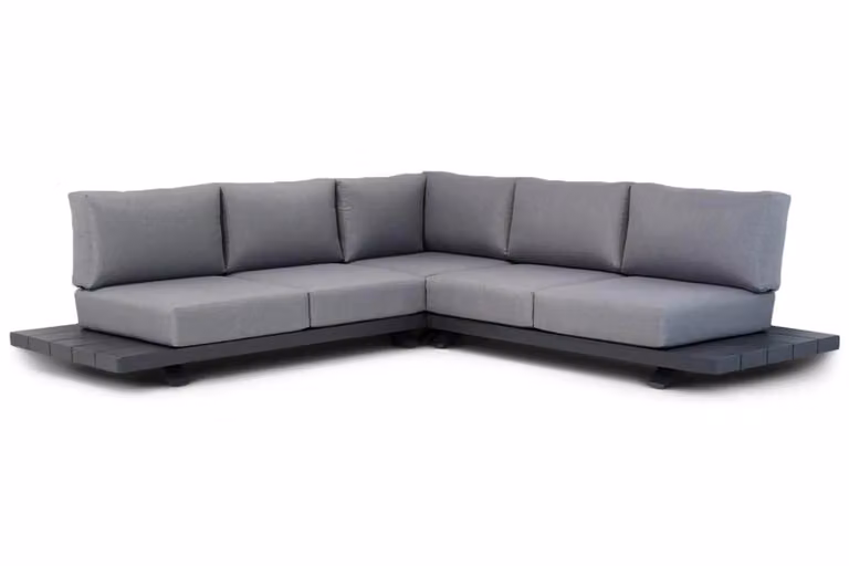 Santika Attico 3-delige hoek loungeset met aluminium frame en grijze kussens