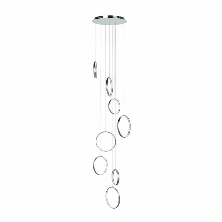 Highlight Design hanglamp Olympia mat-chroom met 8 ringen