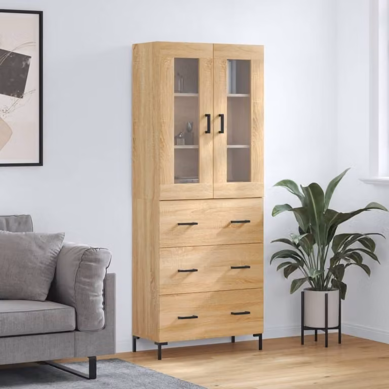 vidaXL Hoge kast Sonoma-eikenhout, B/D/H: 69,5 x 34 x 180 cm