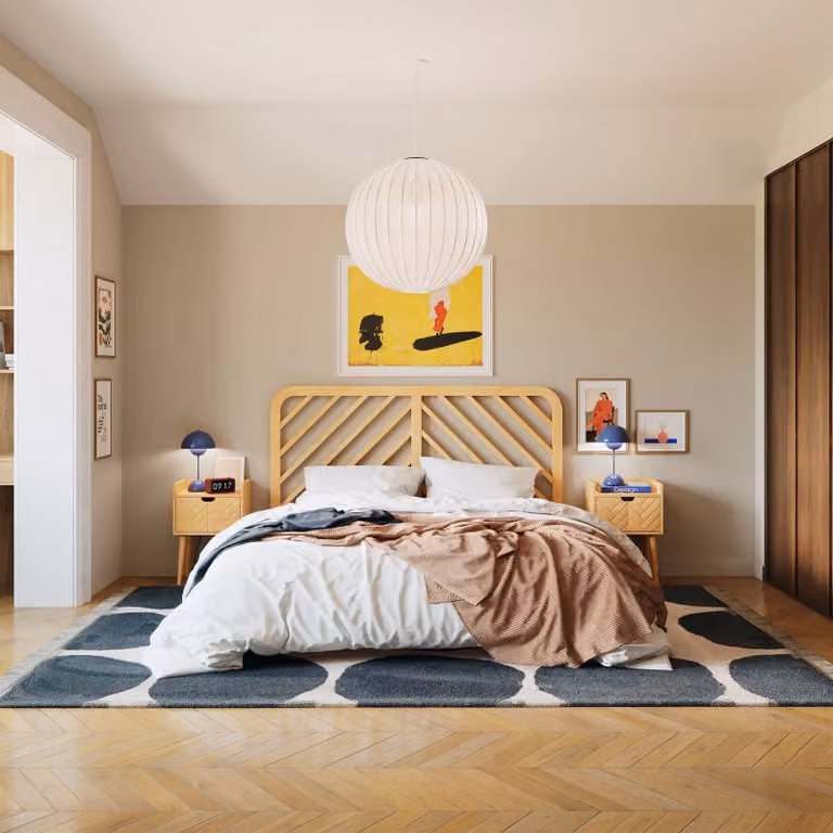 Hypnia Alba houten bed van massief eiken en grenen in bruin en beige