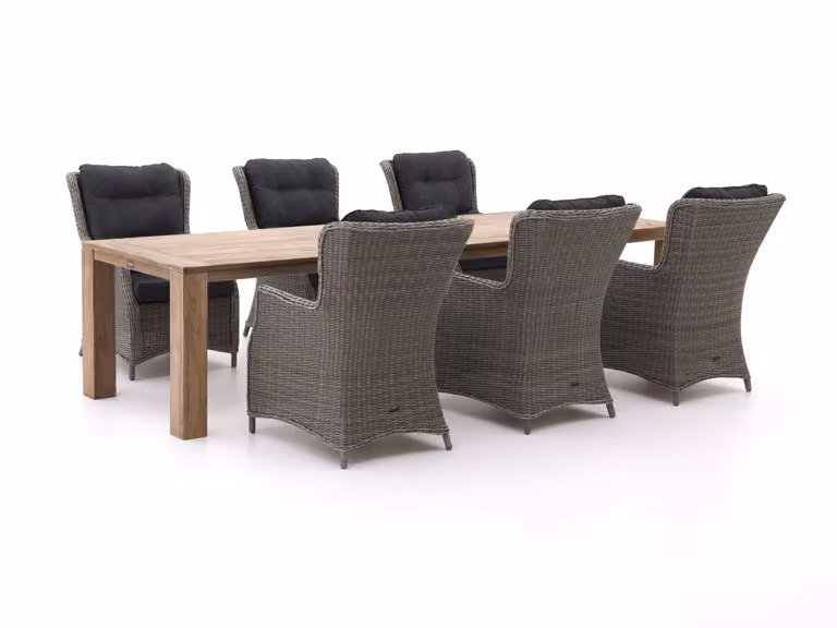 Intenso Furniture Diningset voor 6 personen, 7-delige tuinset van teakhout in bruin en grijs