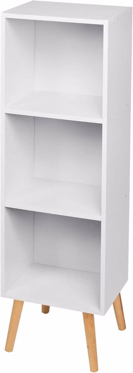 Houten Opslag Boekenkast met 3 Tiers in Scandinavische Stijl