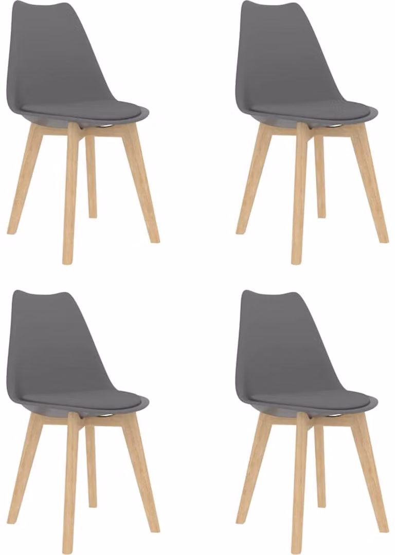 vidaXL Set van 4 Eetkamerstoelen in Grijs Kunststof