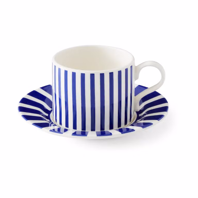 Spode Steccato theemok 29 cl met schotel Blauw-wit Ø15,5 cm