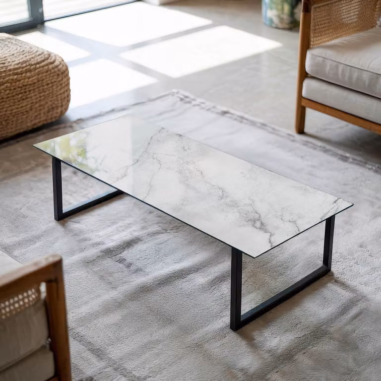 Coloray Wit Rechthoekig Glazen Tafelblad voor Buiten en Binnen - B/D: 125 x 50 cm