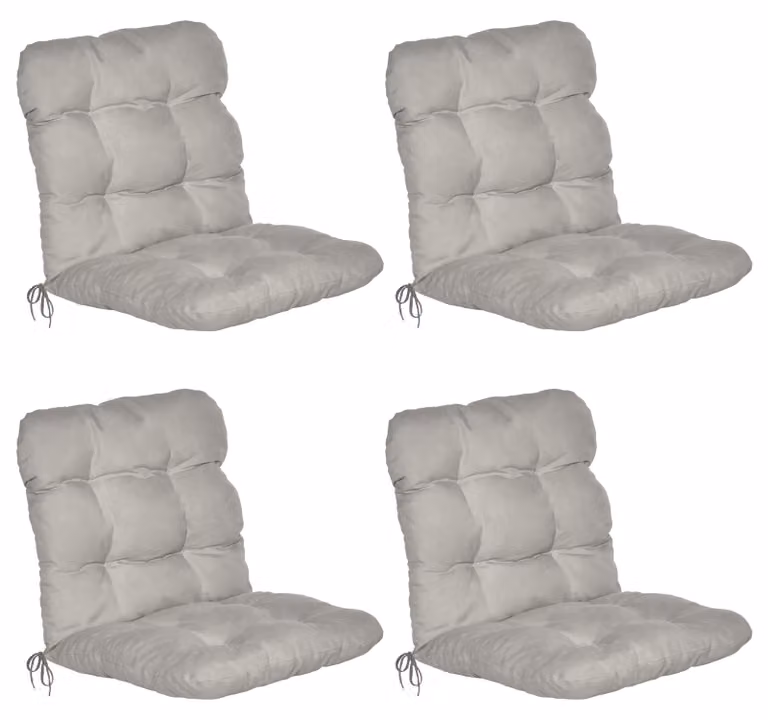 Beautissu Flair NL 4-delige set lage rugleuning kussens met koordsluiting, lichtgrijs, B: 100 cm, D: 50 cm, H: 8 cm