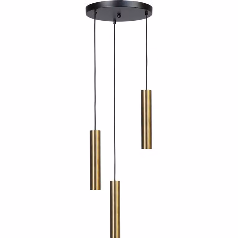 Masterlight Hanglamp Run ronde plaat - Antiek koper - Ø35 cm - 3x GU10