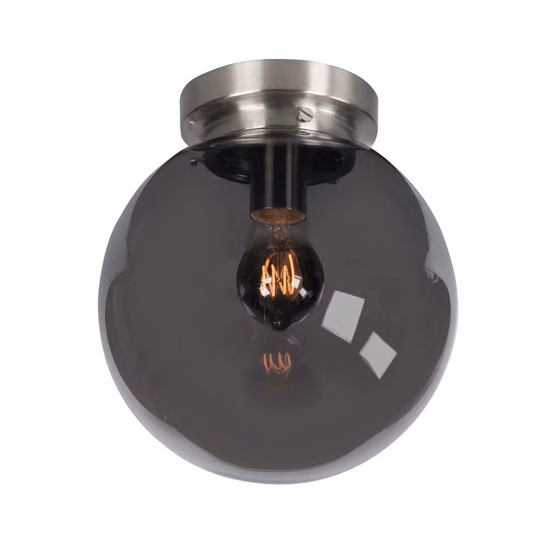 Highlight Plafondlamp Deco Globe Nikkel en Rookglas Ø 25 cm