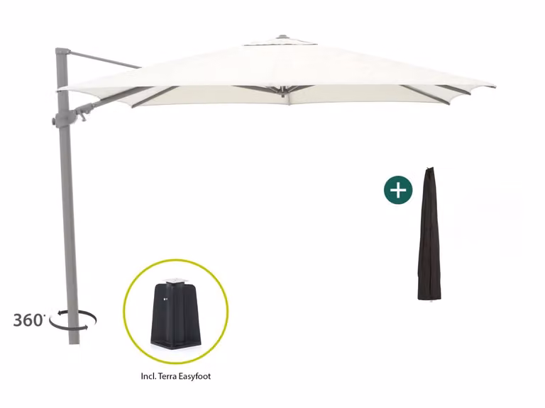 Shadowline Austin Parasol met zijarm, wit, 300 x 300 cm