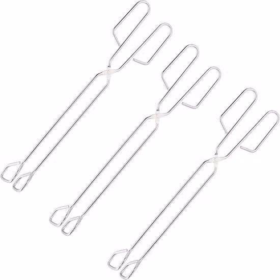 Set van 3 roestvrijstalen barbecuetangen, zilver, lengte: 31 cm