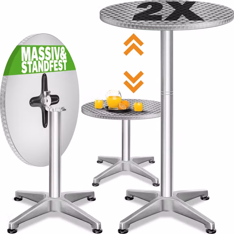 Casaria Set van 2 Inklapbare Statafels met Verstelbare Hoogte 70/115 cm