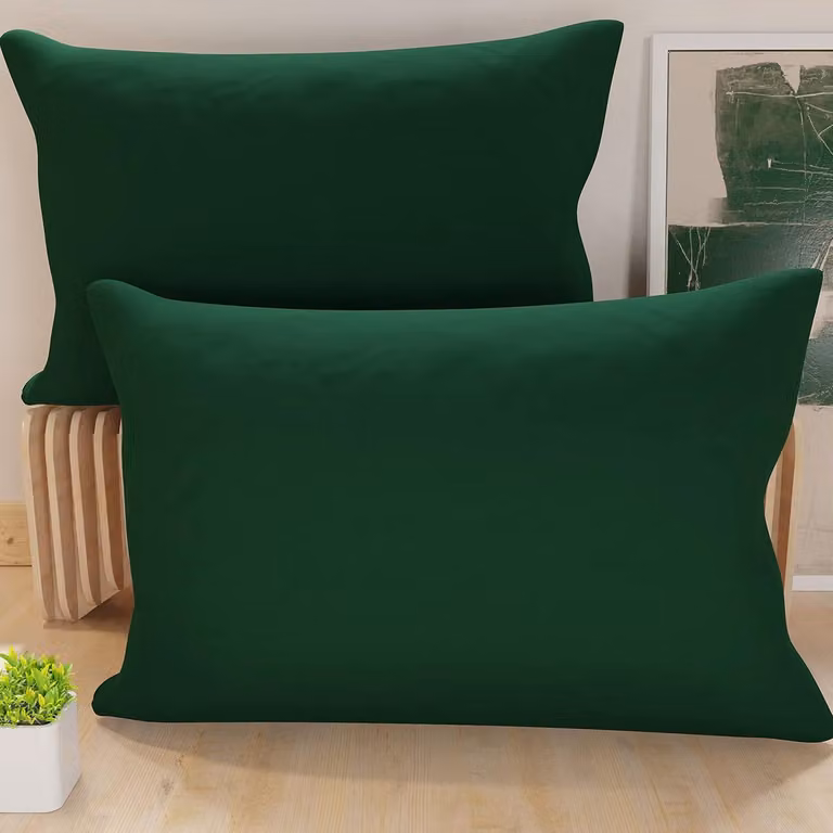 Set van 2 hypoallergene sierkussenslopen voor decoratie in de woonkamer, Smaragdgroen, 40 x 80 cm