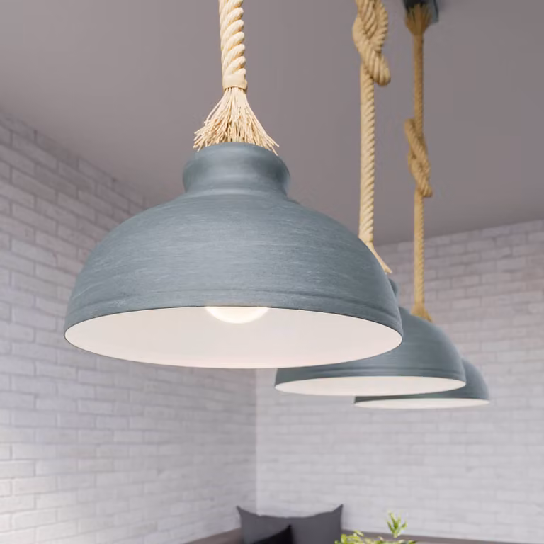 Lindby Hanglamp Chaby, Grijs, Dimbaar, Metaal/Aluminium, Dome vorm