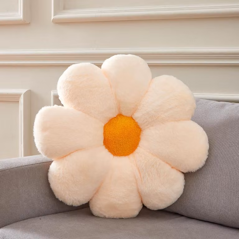 Crème Decoratief Bloemvormig Kussen van Faux Fur voor Kinderen en Volwassenen, 54,9 cm
