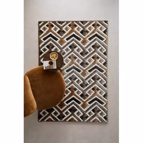Studio LIVIT vloerkleed bruin/zwart met geometrisch ontwerp, 230 x 160 cm