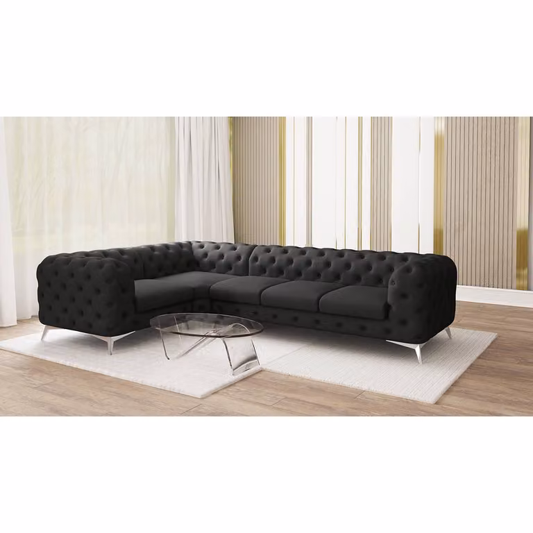 Enza Hoekbank Laviva VI grijs microvezel met linkeropstelling B: 323 cm, D: 200 cm