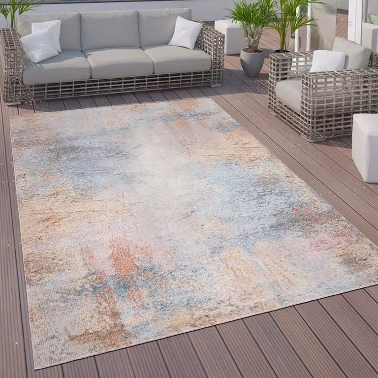 Home In- & Outdoor Vloerkleed met Abstract Vintage Pastel Patroon, Veelkleurig, 60 x 100 cm