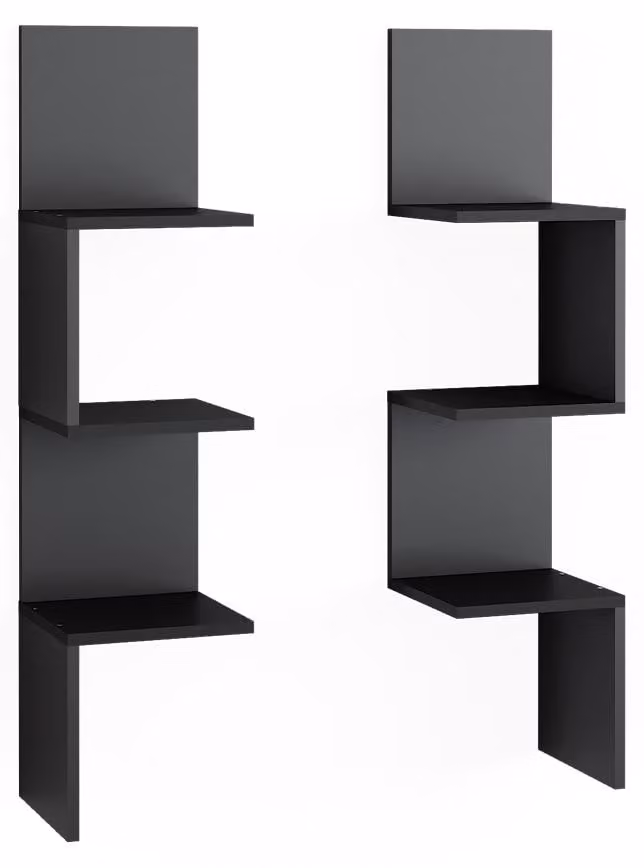 Vicco Paolo Hoekplank Zwart Set van 2, Model 52104, Breedte: 28 cm, Hoogte: 116,4 cm