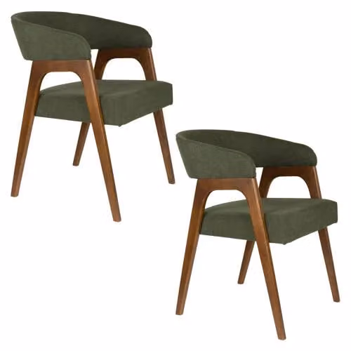 Dutchbone Adamello Eetkamerstoelen Groen - Set van 2