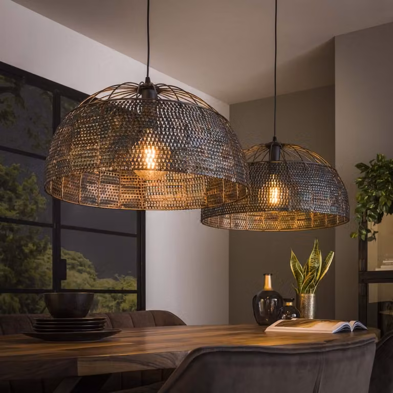 Lyora Armor XXL eetkamer hanglamp - Zwart - 2x Ø 60 cm