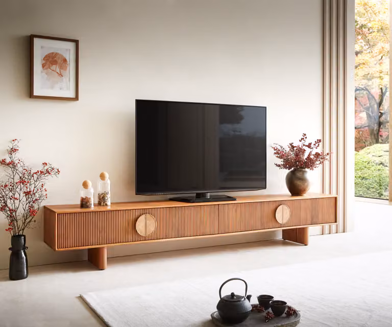 DELIFE Tv-meubel Surimu acacia hout lichtbruin 240 cm
