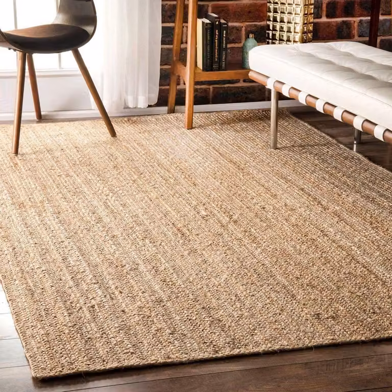 Handgemaakt Jute Tapijt - Rechthoekig Vloerkleed voor de Woonkamer - Boho Stijl - Natuurlijk