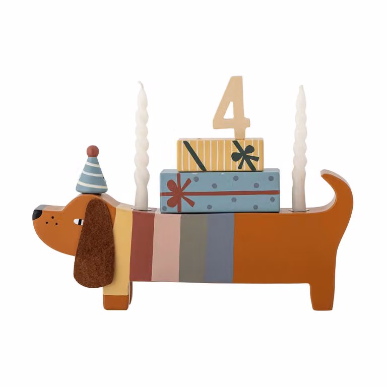 Bloomingville Charlie Birthday decoratie - Bruin-multicolor - Hoogte: 28 cm