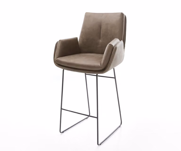 DELIFE Barstoel Clea-Flex Taupe Microvezel met Zwart Metalen Sledeonderstel